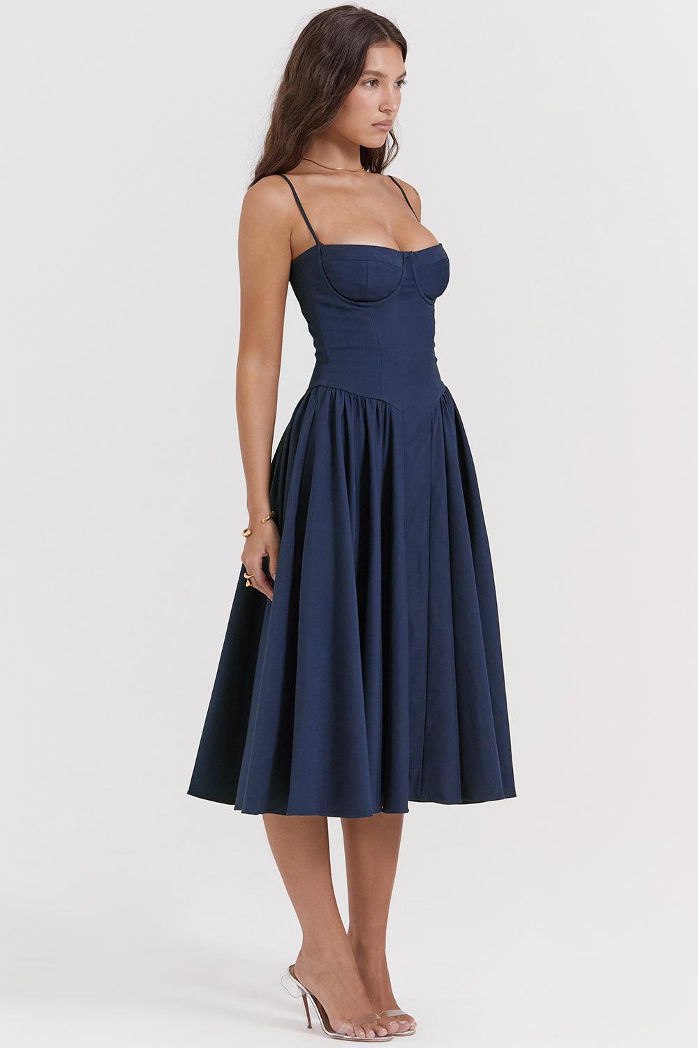 Laluna® | Twill Korset Midi Jurk