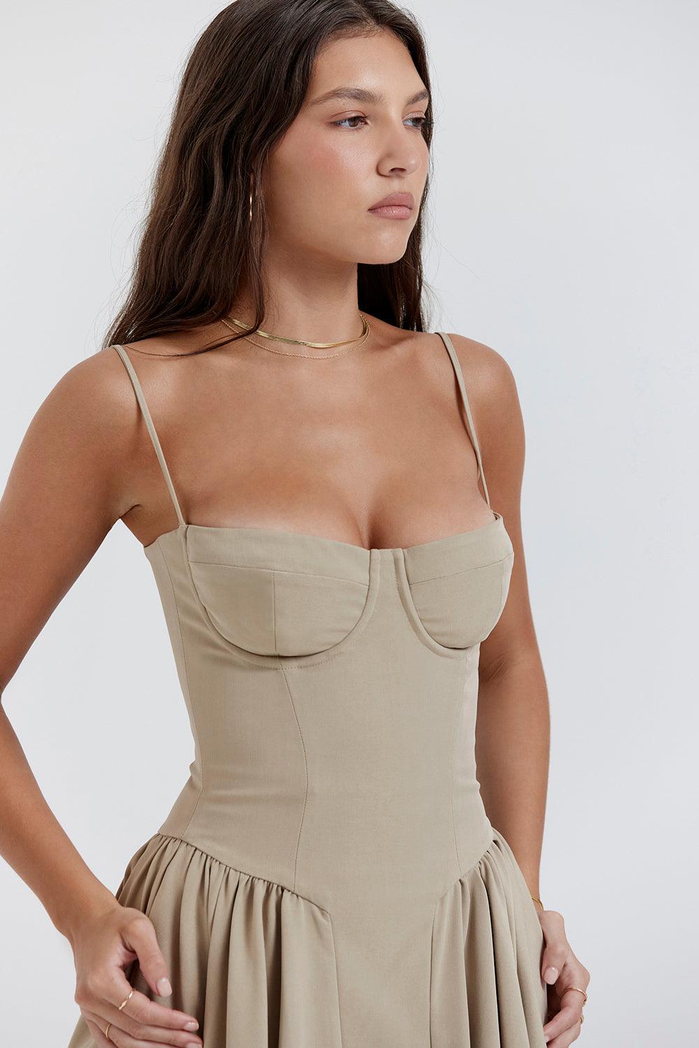 Laluna® | Twill Korset Midi Jurk