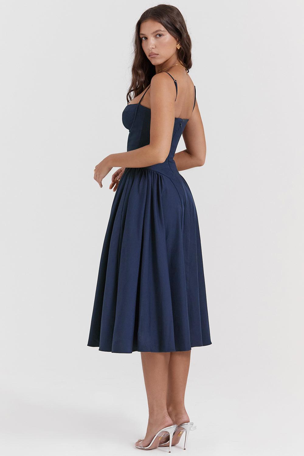 Laluna® | Twill Korset Midi Jurk