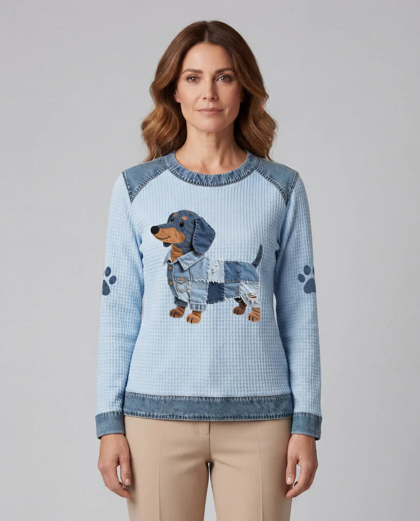 Laluna® | Schattige teckel met patchwork denim