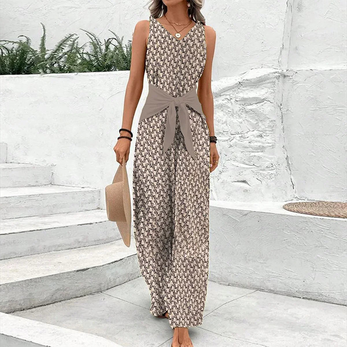 Laluna® | Mouwloze Jumpsuit met ronde hals