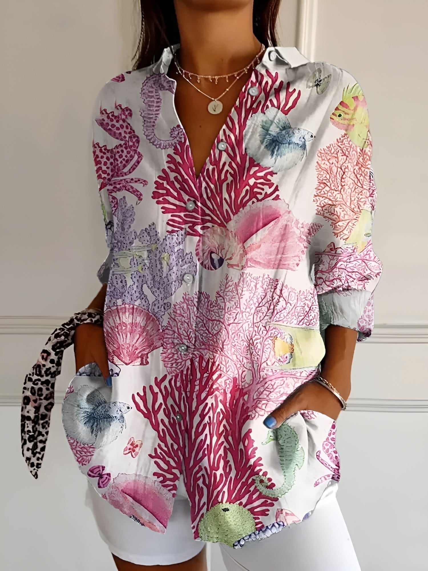 Vloeiende bedrukte blouse